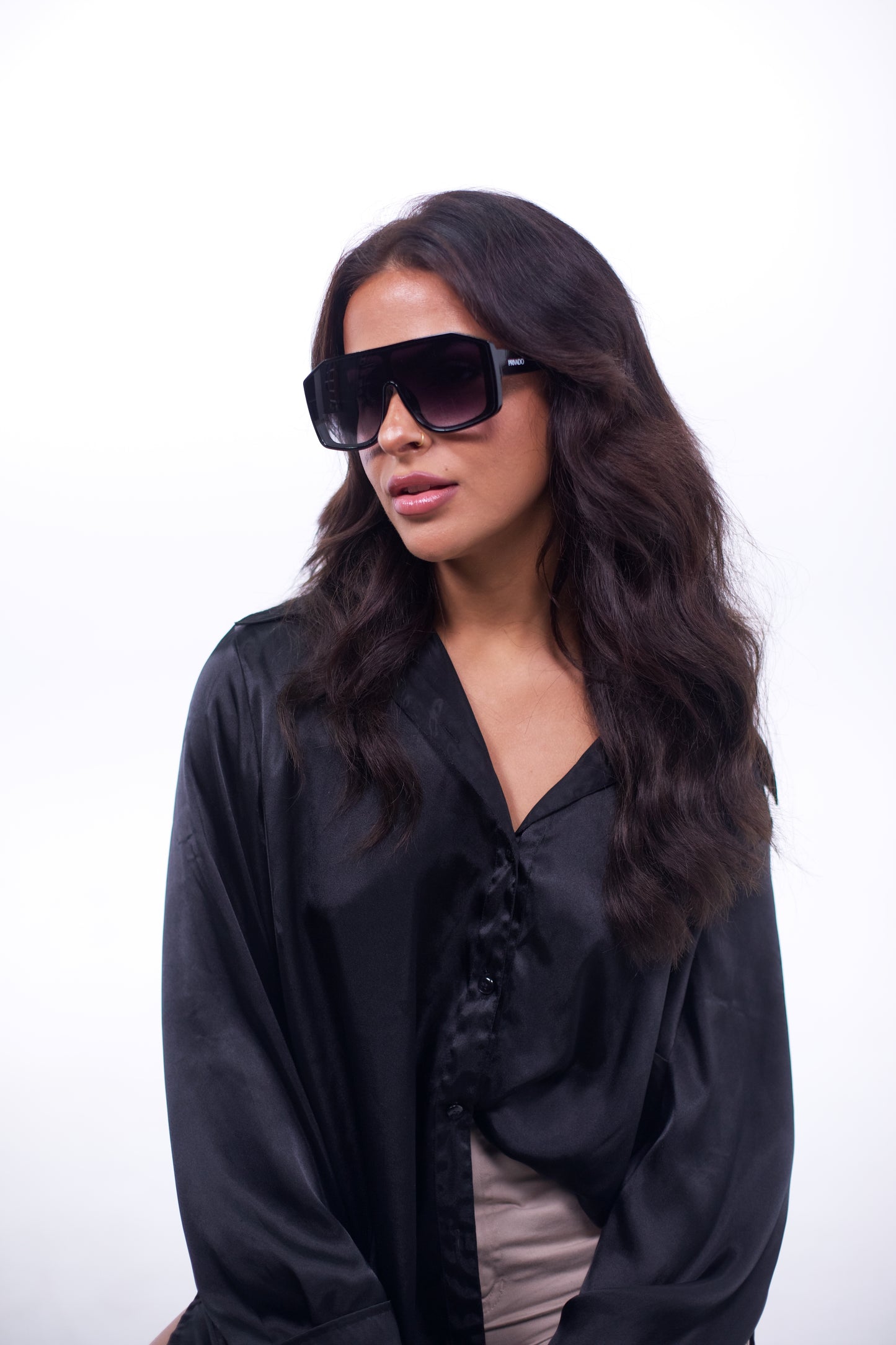 Pygmy - Square Statement Sunglasses - Black & Beige