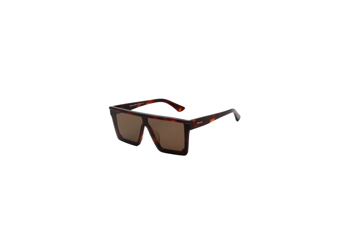 Privado Seductus sunglasses in tortoise viewed from above, temples crossed