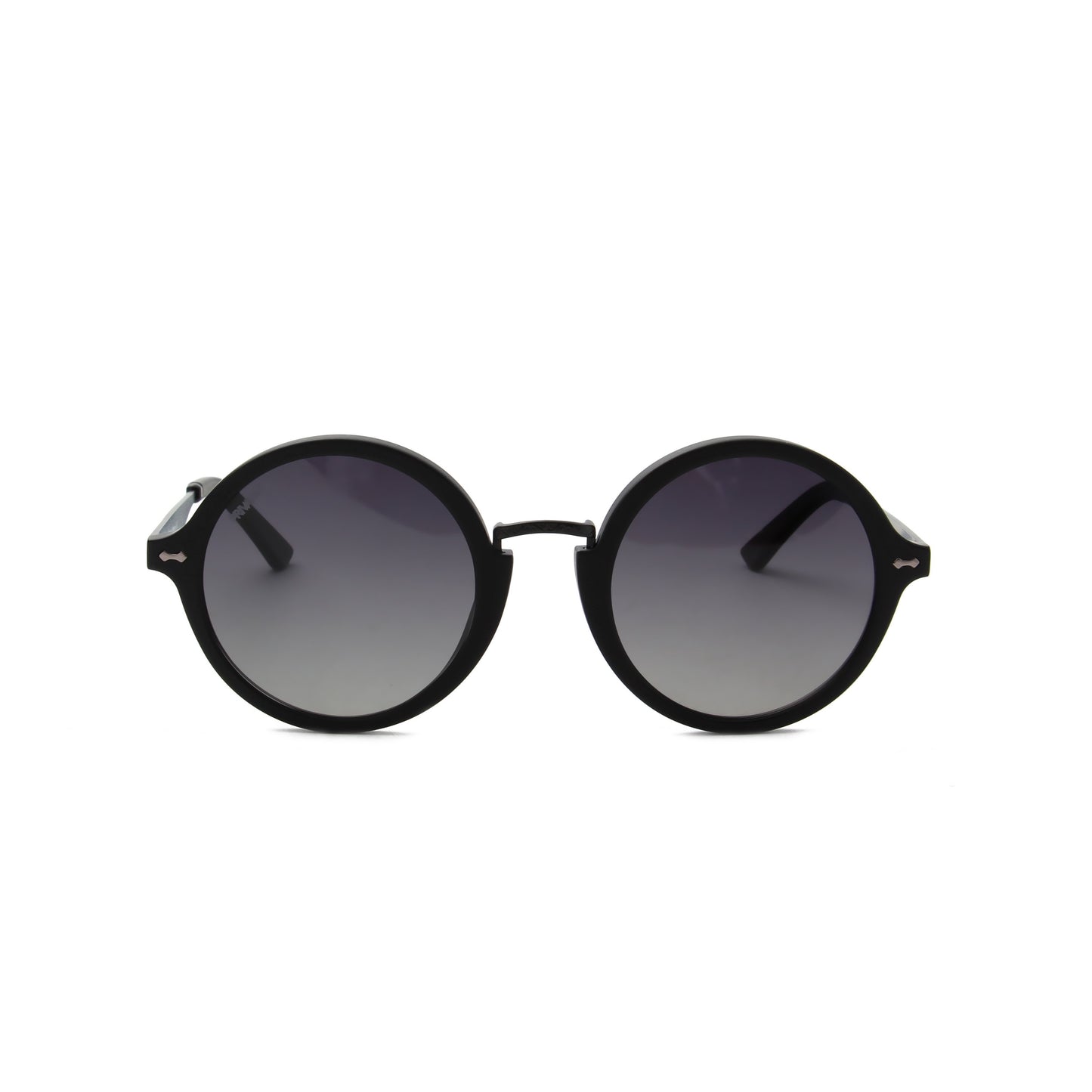 Privado Athene matte black sunglasses,acetate and metal frame,grey gradient nylon polarized lens,UV400 protected with anti-reflective coating