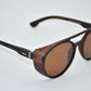 Noctua - Round Polarized Sunglasses - Matte Brown & Black